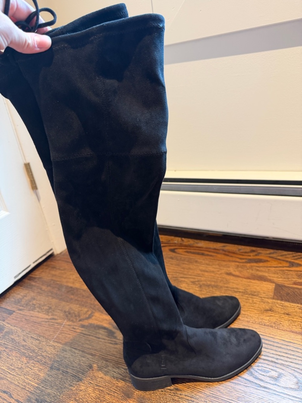 Black Suede Over-the-Knee Boots
